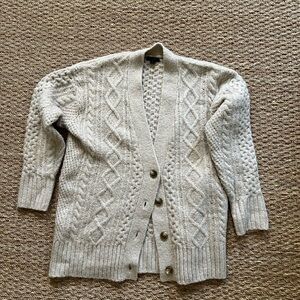 J Crew Oversized Cableknit Grandpa Cardigan size Small (merino wool)